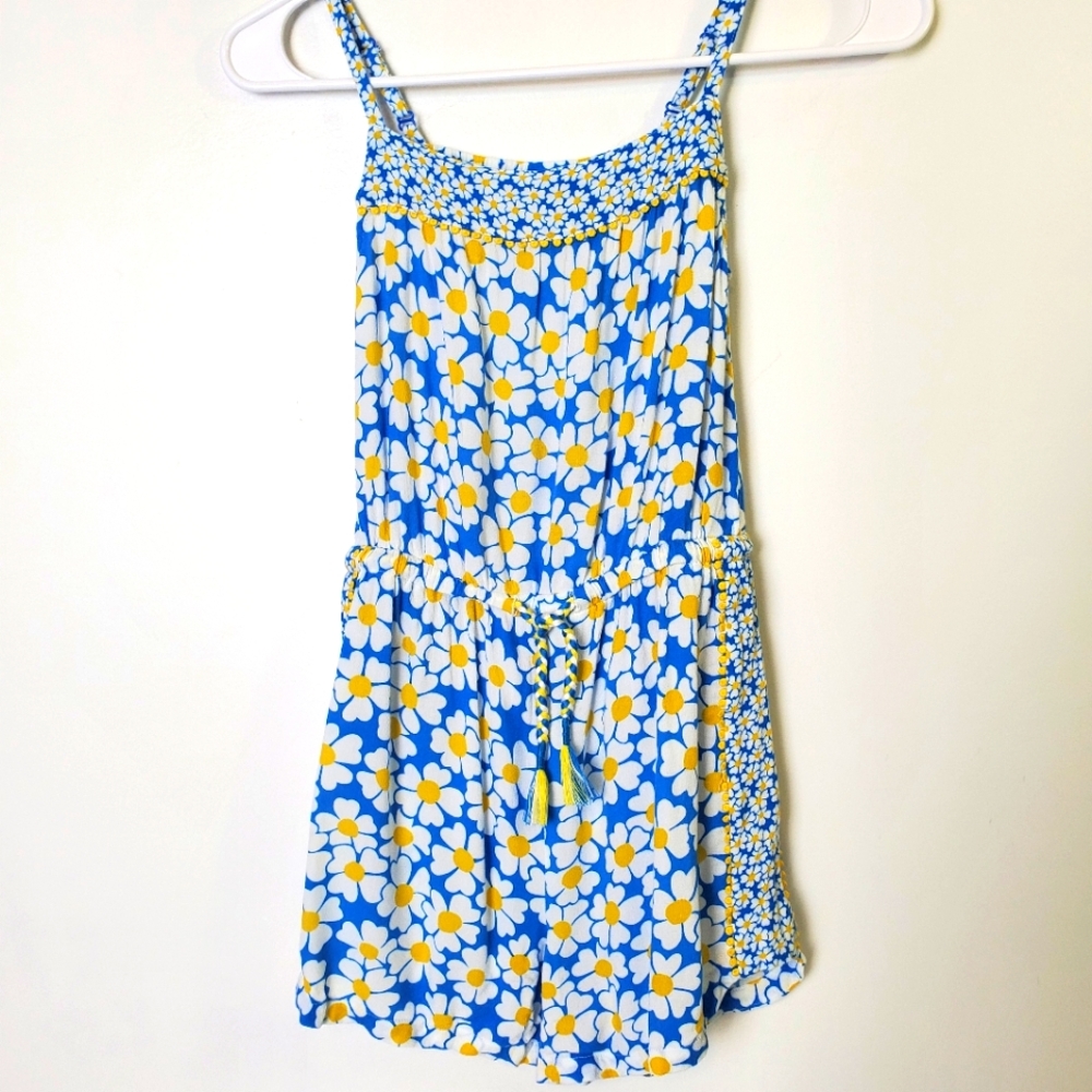 Floral Blue and Yellow Kids Romper